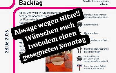 Backtag entfällt
